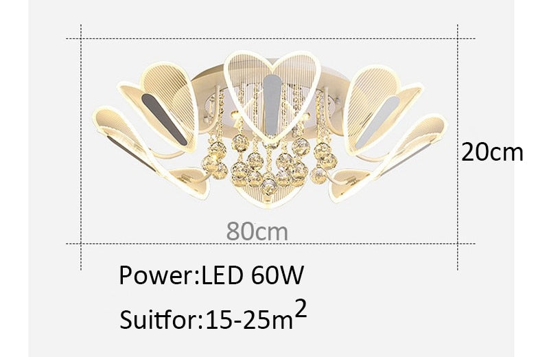 Hyundai K9 Crystal Ceiling Light Light Luxury Bedroom Dining Room Indoor Chandelier Simple Heart-Shaped Decorative