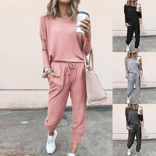 2022 Women&#39;s Spring and Autumn Clothing New Casual 2 Piece Sets Solid Color Tracksuit Woman Pullover + Pants Ladies Suit 7colors