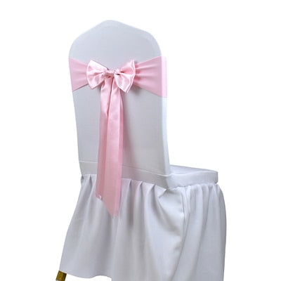 25pcs Satin Spandex Chair Cover Band Ribbons Chair Tie Backs for Party Banquet Decor Wedding Decoration Knot Chair Bow Sashes