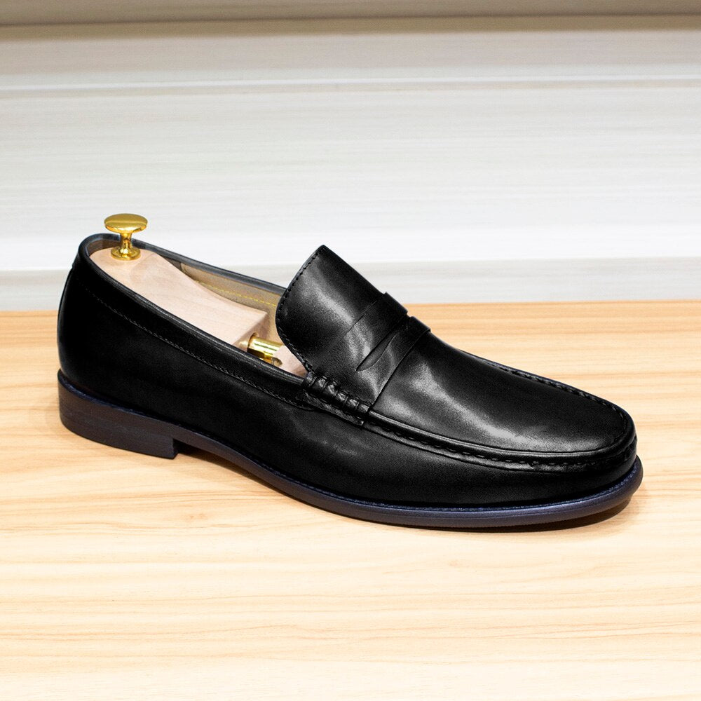 Luxury Men&#39;s Penny Loafers Genuine Leather Male Casual Office Business Dress Shoes for Men Fashion Party Wedding Formal Footwear