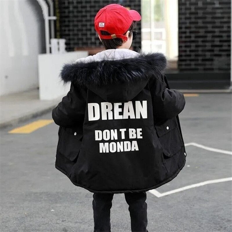 2022 Boys Velvet Thick Jackets  Winter -30℃ Children&#39;s Parka Warm Cotton-Padded Outerwear Big Kids Thickening Coat Clothes 5-12Y