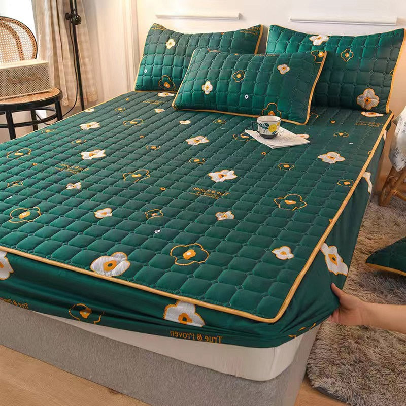 Polyester Fiber Cartoon Print Bed Sheet Pillowcase Bedding Fitted Sheet Bedspread Mattress Cover with Elastic Band bedding set