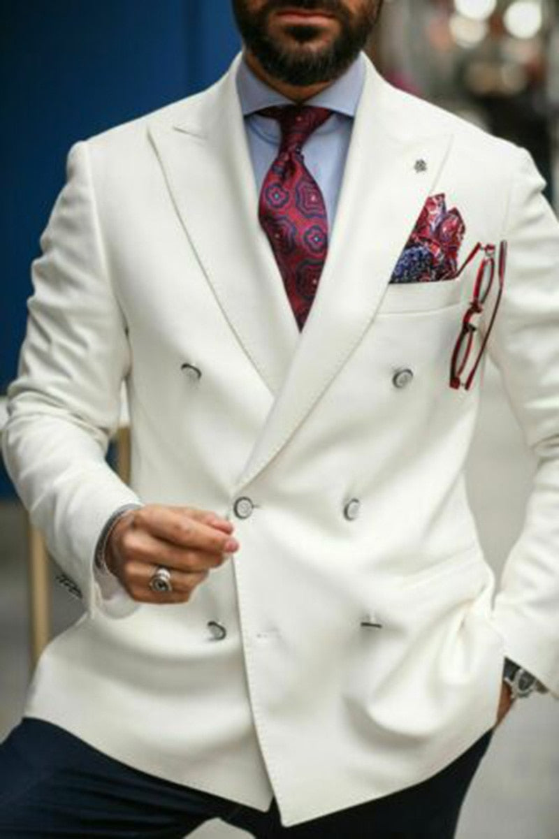 Men&#39;s Suit Jacket Navy Long Sleeve Tailored Collar Double Breasted Slim Fit Casual Business Jacket for Woman Wedding Jacket 2022