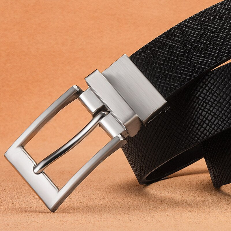 Male Leather Belts For Men Designer Reversible Buckle Classic Unisex Female Waist Belt Jeans High Quality 3.0 CM Black Strap