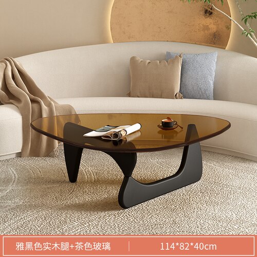 Luxury Modern Coffee Table Black Glass Sofa Coffee Table Transparent Minimalist Sofa Design Mesa De Centro De Sala Furniture
