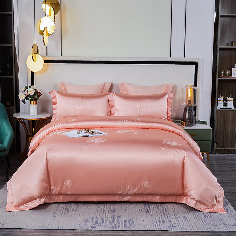 Deodar Luxury 4pcs European Jacquard Embroidery Pure Cotton Thickened Bedspread Wedding Room Bedding Quilt Cover Pillowcase