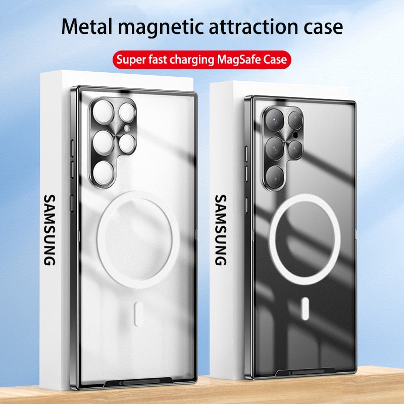 Magnetic Magsafe Case For Samsung Galaxy S23 S21 S22 Ultra NEW Metal aluminium alloy Glass frosted ultra-thin protective cover