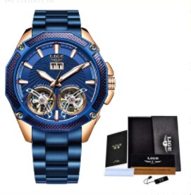 Reloj LIGE Men Watch Mechanical Tourbillon Luxury Fashion Brand Leather Male Sport Watches Men Automatic Watch Relogio Masculino