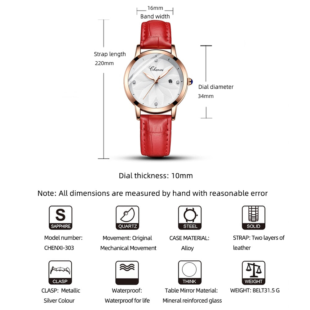 CHENXI Women Watches Top Brand Luxury Analog Women&#39;s Bracelet Wrist Watch Fashion Waterproof Ladies Dress Quartz Clock