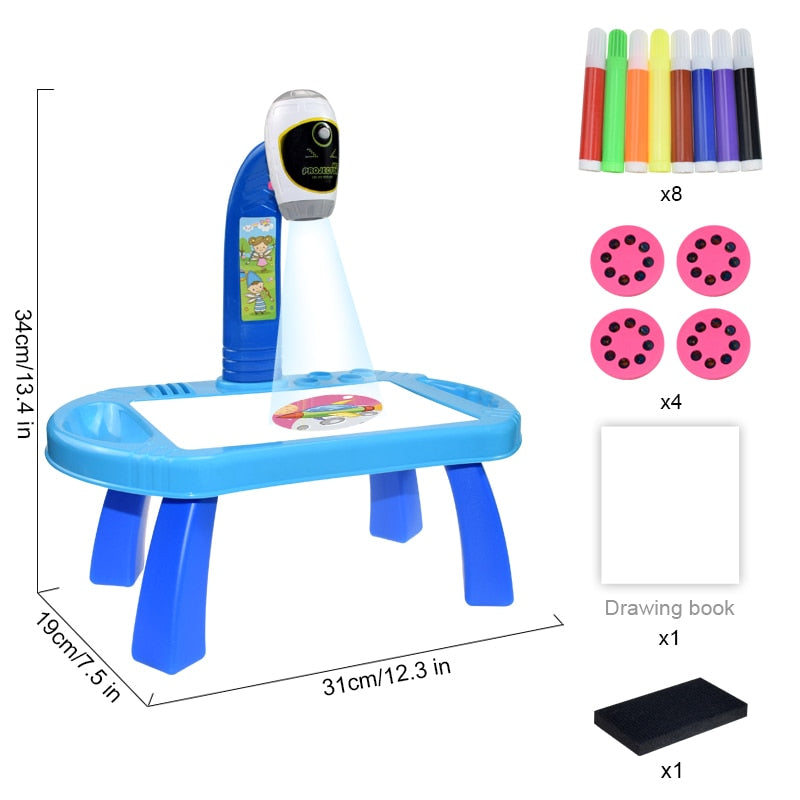 Children Led Projector Art Drawing Table Toys Kids Painting Board Desk Arts Crafts Educational Learning Paint Tools Toy for Girl