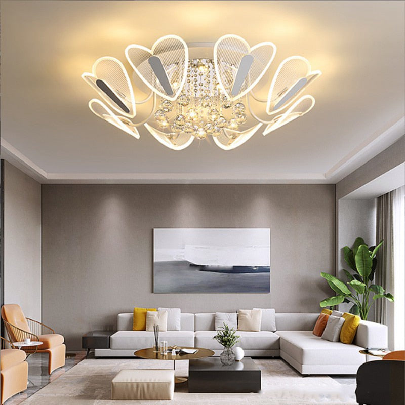 Hyundai K9 Crystal Ceiling Light Light Luxury Bedroom Dining Room Indoor Chandelier Simple Heart-Shaped Decorative
