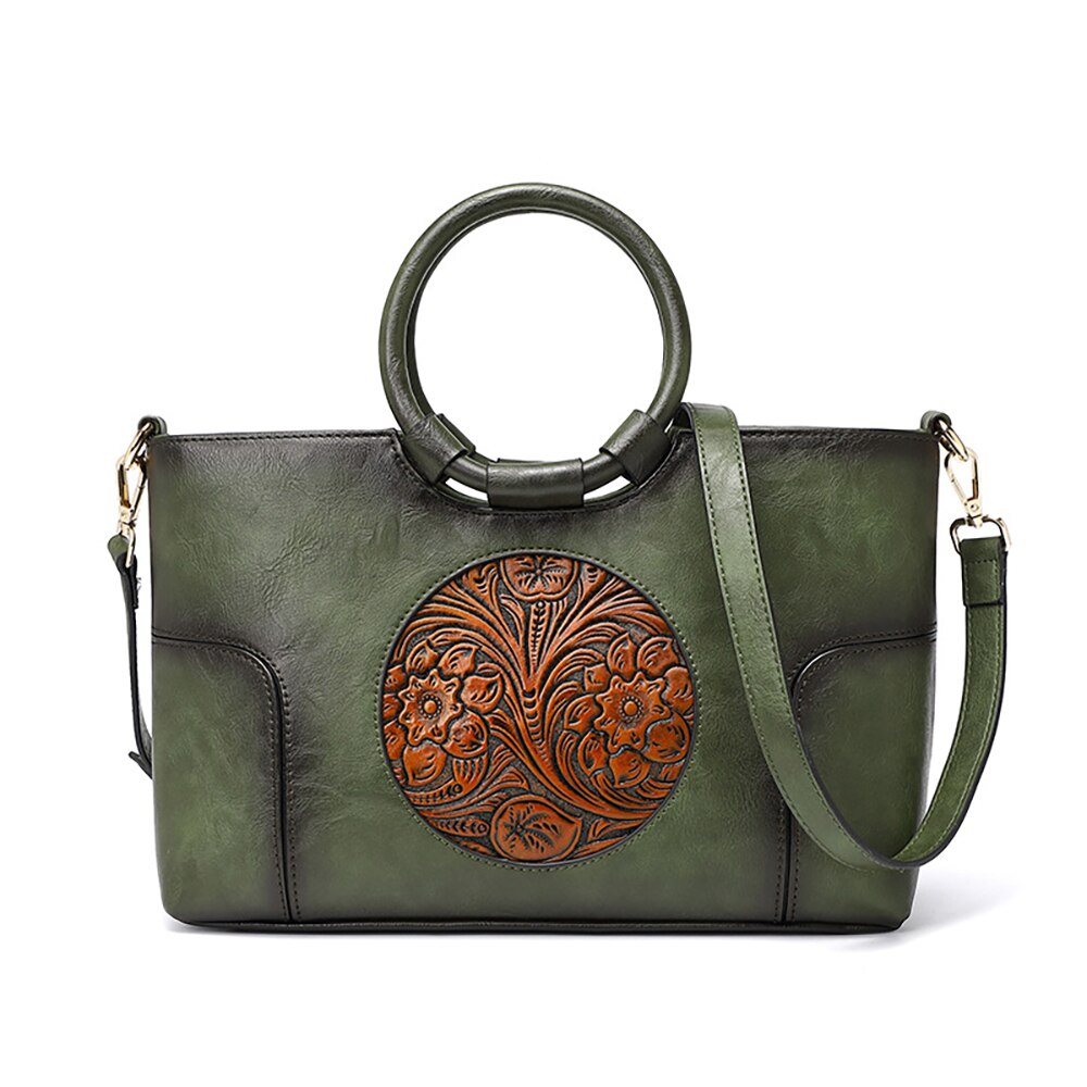 Women Shoulder Bag Female Small Square Bags Tote Pu Red Leather Chinese Style Textured Lady Flower Handbag Winter Spring Classic