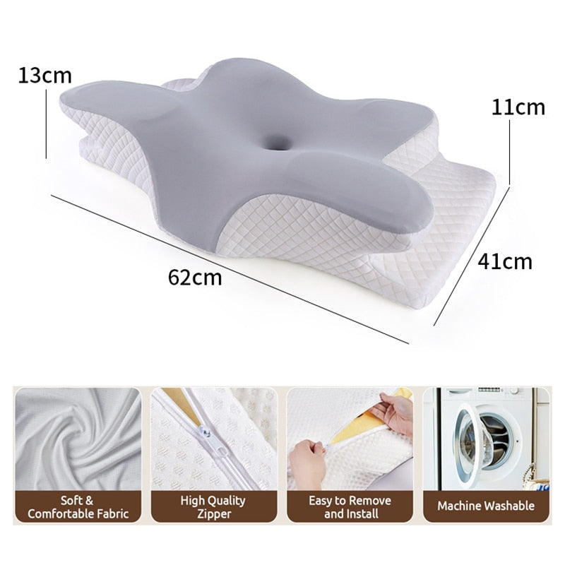 Memory Foam Pillows for Bed with Cooling Pillow Cover Cervical Neck Pillow for Pain Relief Sleeping Adjustable Ergonomic Pillows