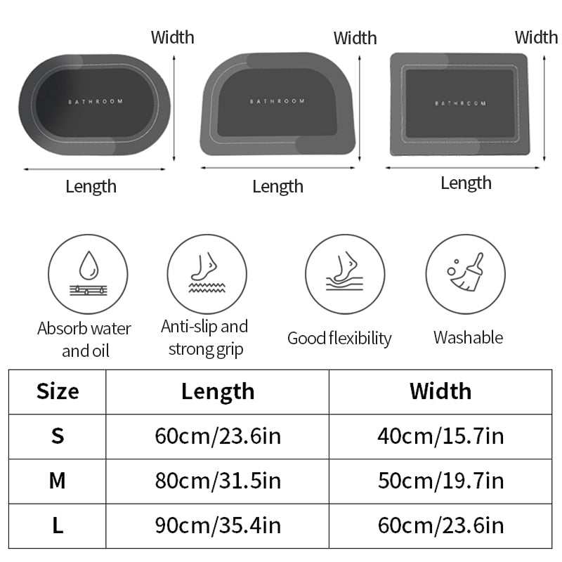 Napa Skin Bathroom Mat Super Absorbent Rug Bath Quick Dry Floor Mats Easy To Clean alfombras para Doormat Kitchen Area Rug