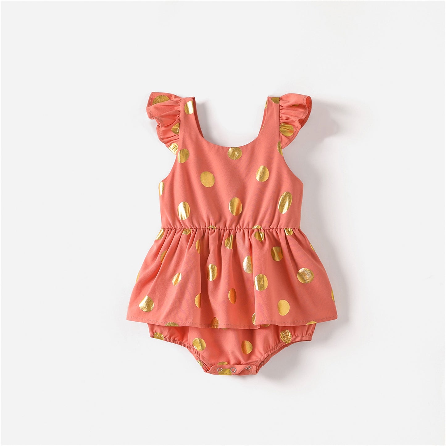 PatPat Family Matching Mother And Daughter Dresses for Mom And Me Dots V Neck Ruffle-sleeve Dress and T-shirts Sets Family Look