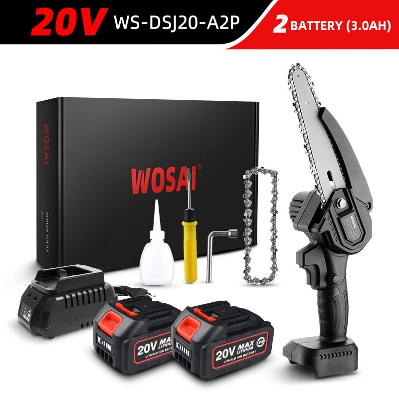 WOSAI 20V MT-Series 6 Inch Brushless chain saw Cordless Mini Handheld Pruning Saw Portable Woodworking Electric Saw Cutting Tool