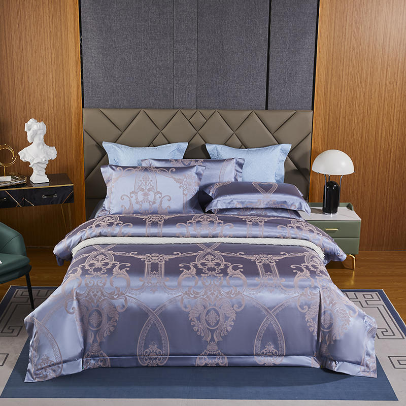 Deodar Luxury 4pcs European Jacquard Embroidery Pure Cotton Thickened Bedspread Wedding Room Bedding Quilt Cover Pillowcase