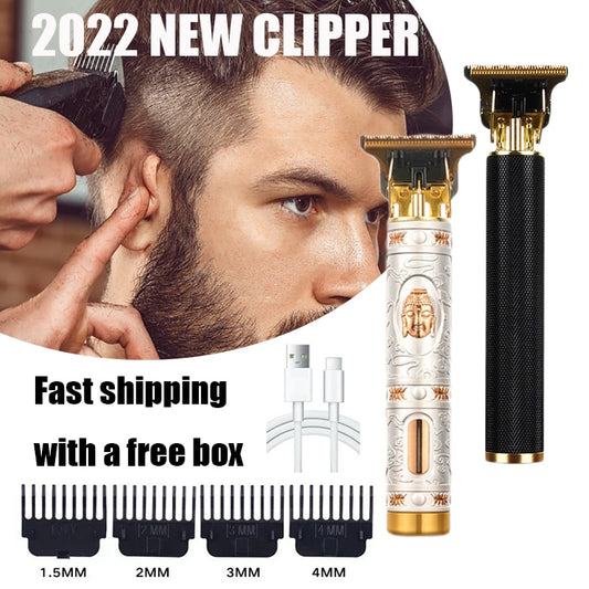 Electric Shaver for Man Direct Charge Hair Clipper Professional Wireless Beard Trimmer T9 Simple Retro Engraving Bald Razor