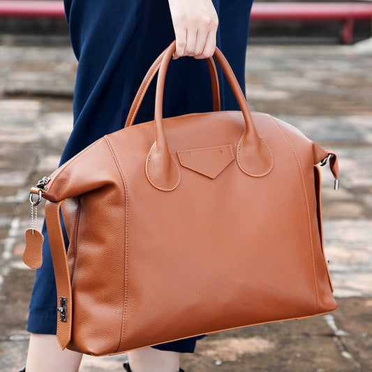 Oversized Genuine Leather Tote for Women Handbag Solid Color Vintage Large Shopper Purses Large Clutch Bag Female Black Bag 2021