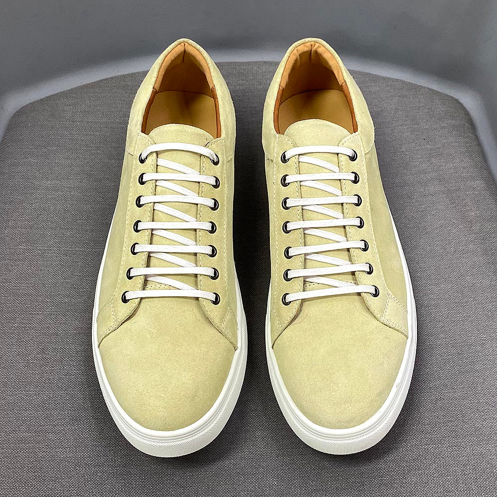Classic Fashion Men&#39;s Flat Derby Casual Shoes Cow Suede Leather Daily Commuting Lace-Up Soft Sole Nubuck Sneakers for Men