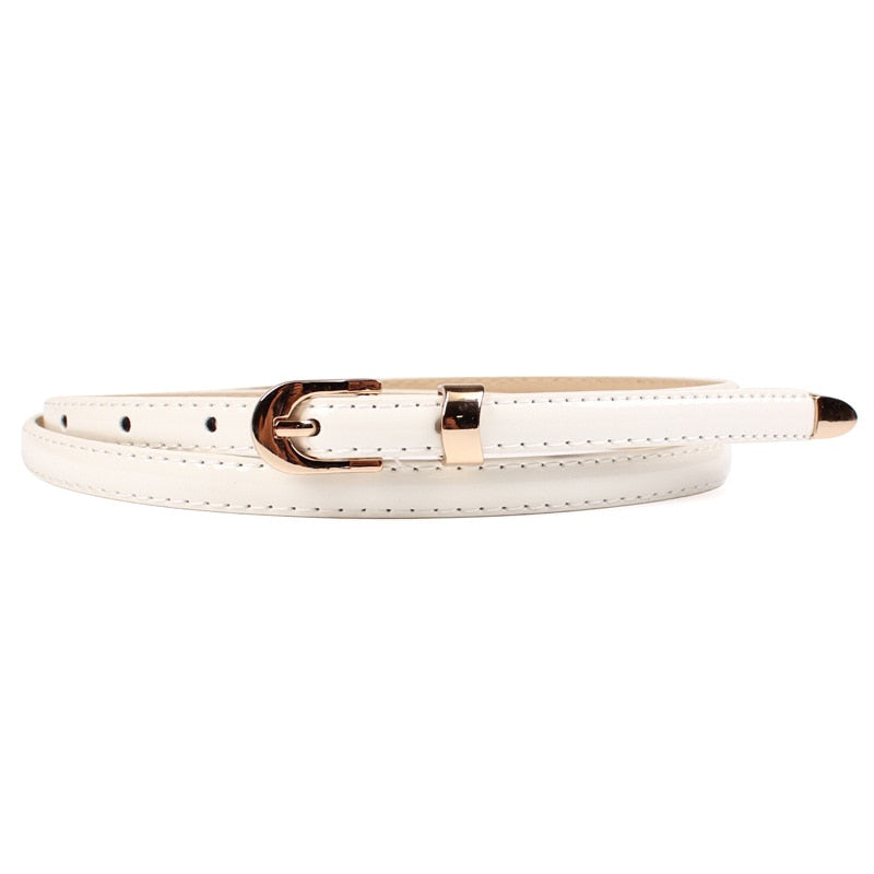 RAINIE SEAN Gold Thin Ladies Leather Belt Women Pin Buckle For Belt Korean Fashion casual Solid Female Waist Belt For Dresses
