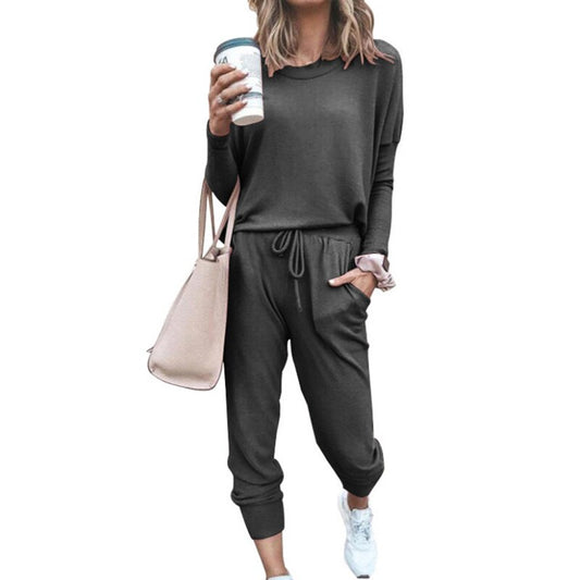 2022 Women&#39;s Spring and Autumn Clothing New Casual 2 Piece Sets Solid Color Tracksuit Woman Pullover + Pants Ladies Suit 7colors