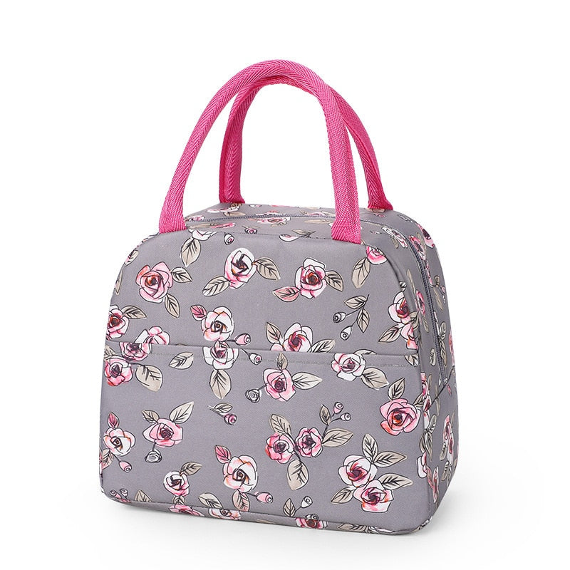 New Portable Lunch Bag Portable Insulated Canvas Lunch Bag Ladies Kids Breakfast Storage Bag Food Cooling Insulation Container
