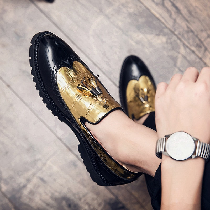 New Casual Loafers Men Leather Shoes, Fashion Wedding Party Shoes, Luxury Men Designer Business Flats Shoes Plus Size 38-47