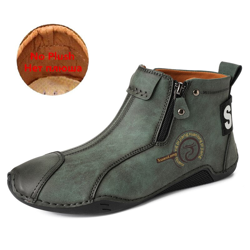 Brand Winter Plush Men&#39;s Boots Waterproof Leather Men Snow Boots Outdoor Zipper Ankle Boots Casual Men&#39;s Shoes Zapatos Hombre