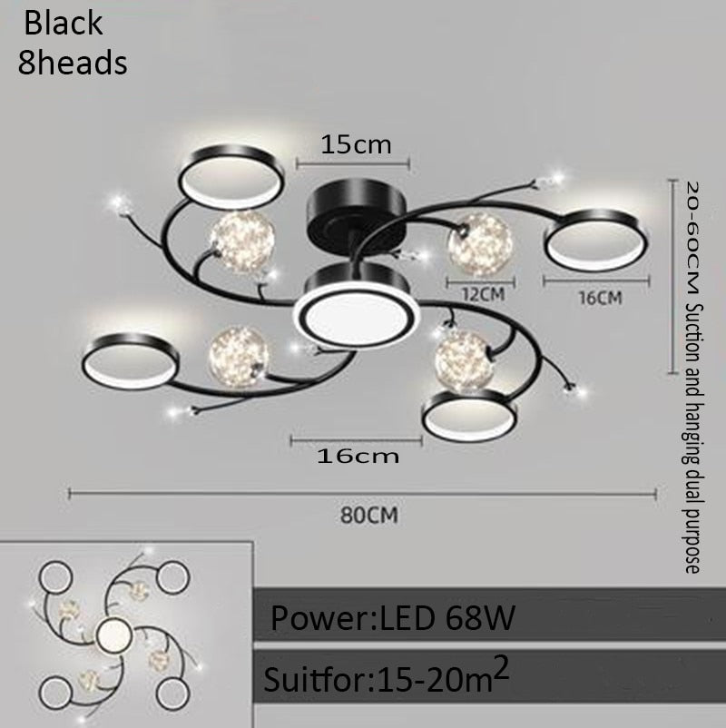 Living Room Modern Chandelier Light Luxury Starry LED Bedroom Ceiling Lamp Nordic Minimalist Restaurant Interior Decoration Lamp