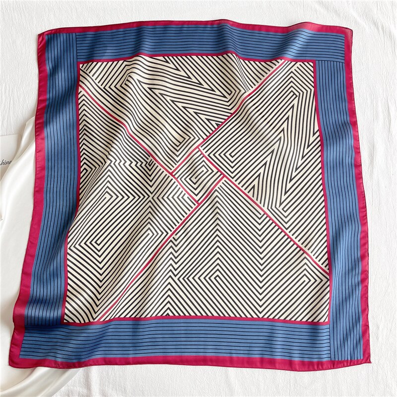 Design Silk Feeling Square Scarf Women Luxury 70cm Shawl Wraps Female Hair Hand  Wrist Foulard Headkerchief Hijab Bandana New
