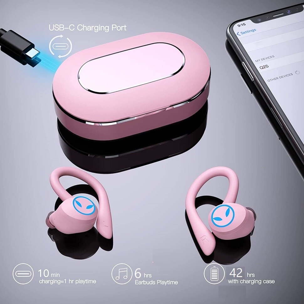 Sport Headphones Wireless In-Ear Bluetooth 5.1 Earbuds with CVC8.0 Mic Deep Bass Stereo Sound 42H Playtime, In-Ear Earphones