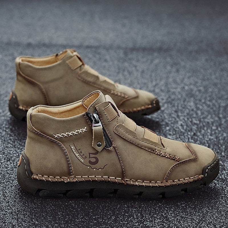 New Mens Genuine Leather Shoes Luxury Slip on Shoes Handmade Ankle Boots Comfortable Winter Fashion Moccasin Large Size 39-48