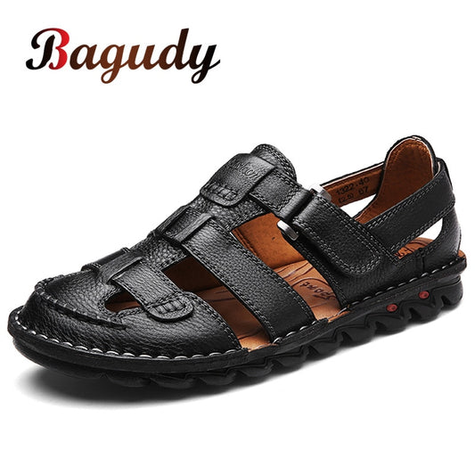 Classic High quality Cow Leather Sandals Summer Outdoor Handmade Men Sandals Fashion Comfortable  Men Beach leather shoes size48