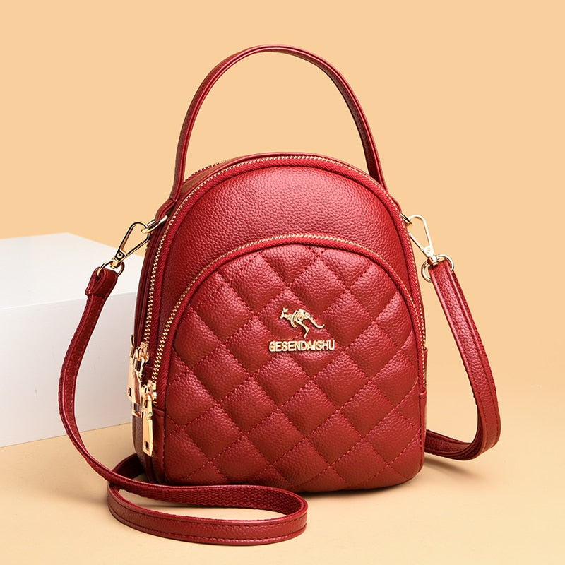 2022 New Summer Shoulder Bag Women&#39;s Backpack PU Three-Layer Round Messenger Bag Coin Purse Multipurpose Female Bag