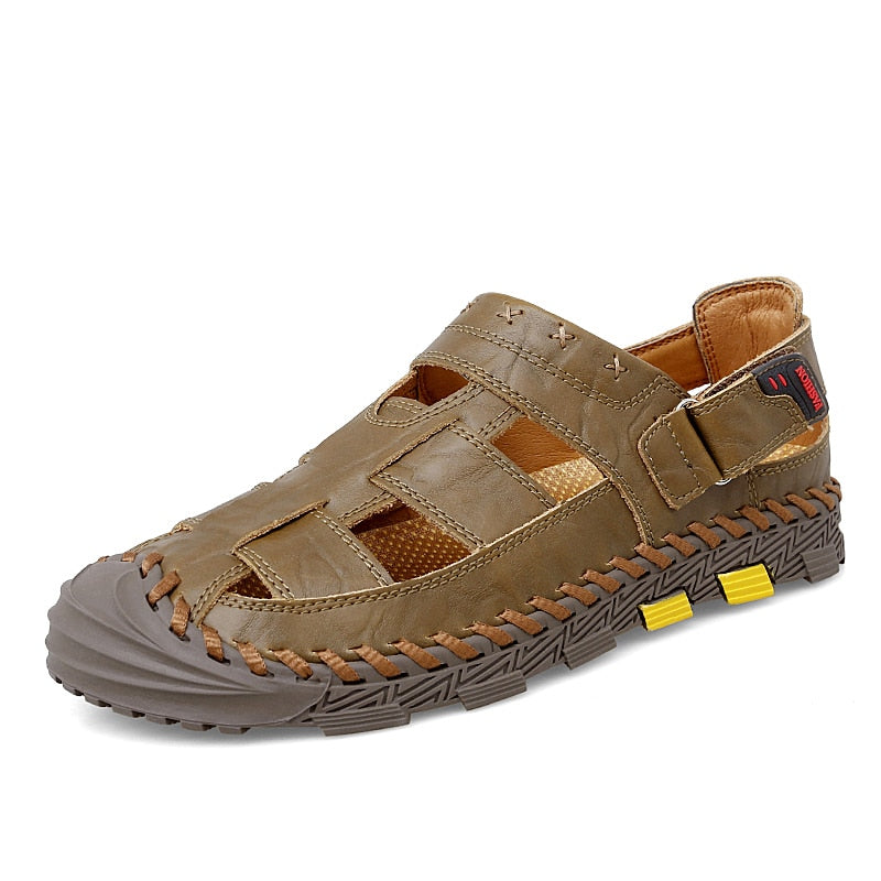 New Men&#39;s Leather Sandals 2023 Hot Sale Summer Business Casual Shoes Outdoor Beach Wading Slippers Men&#39;s Shoes Big Size 38-48