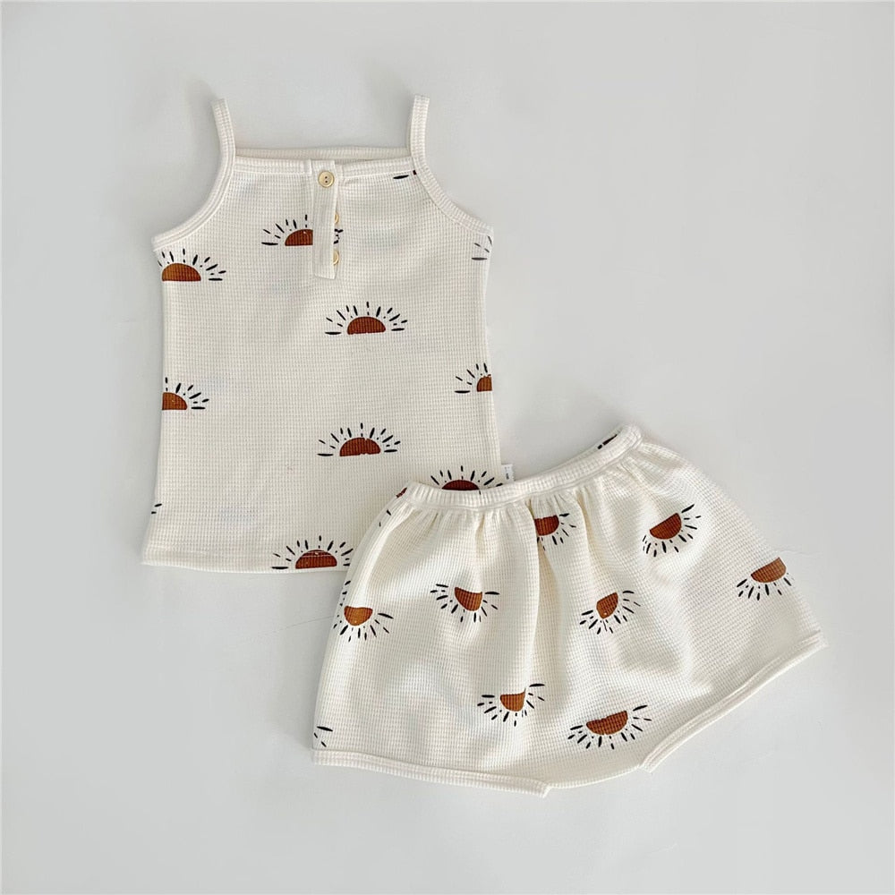 Baby Boy Girl Summer Clothes Fashion Newborn Cotton Sleeveless Tops+Shorts Tracksuits Baby Sets Baby Clothing Sets