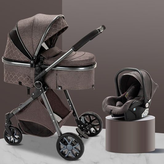 Multi-functional 3 in 1 Baby Stroller High landscape Can Sit Reclining Light Folding Two-way Eggshell design Baby Stroller