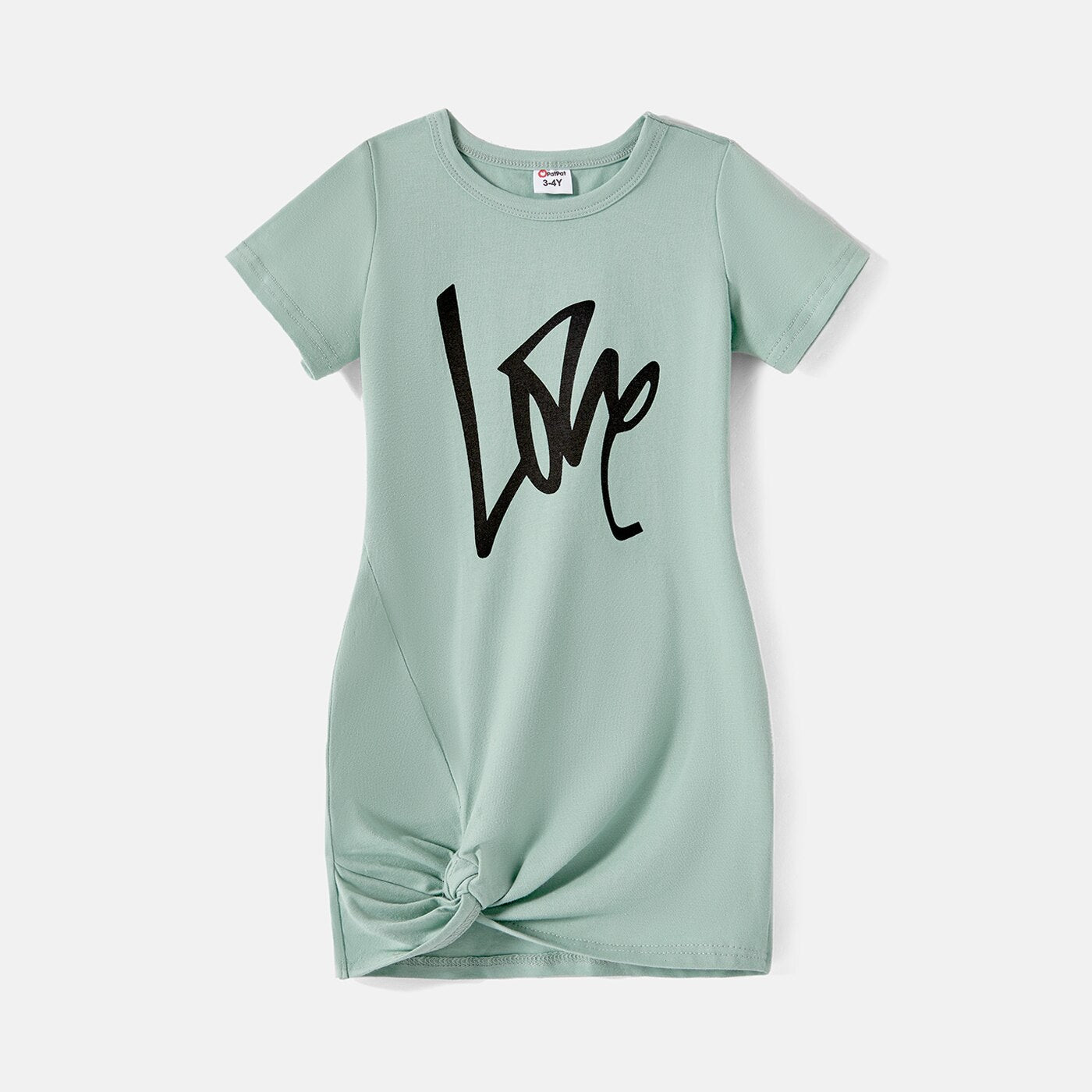 PatPat Mommy and Me 95% Cotton Short-sleeve Letter Print Twist Knot Short-sleeve Bodycon T-shirt Dresses