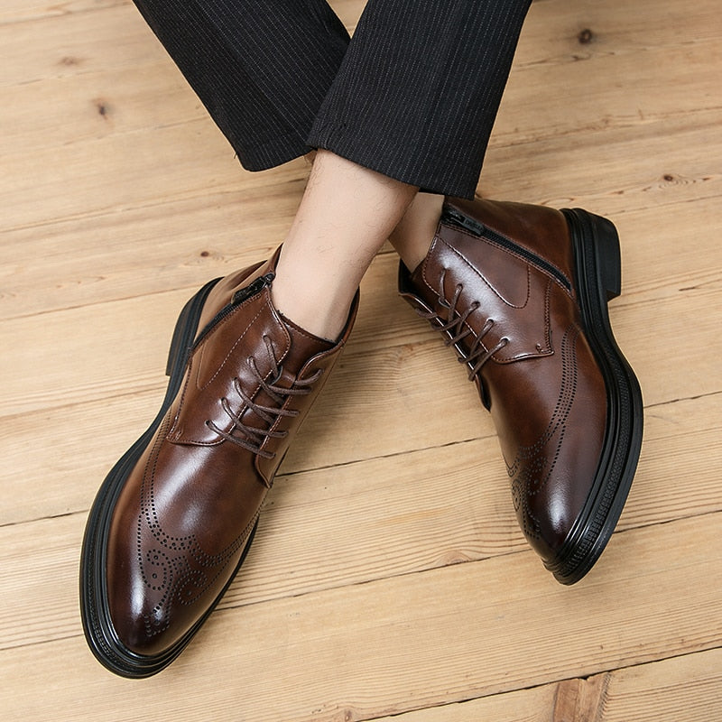 Leather Shoes Men Boots Winter Formal Leather Oxfords Boots Shoes Dress Business Boots Men Chelsea Autumn ankle boots men