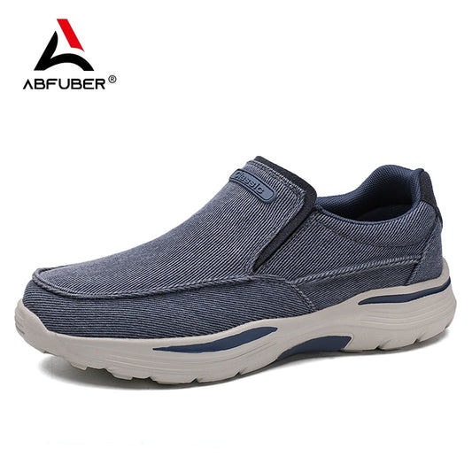 Soothing Breathable Men Canvas Shoes Outdoor Thick Sole Massage Platform Shoes Walkking Comfty Slip On Men Flat Shoe Footwear