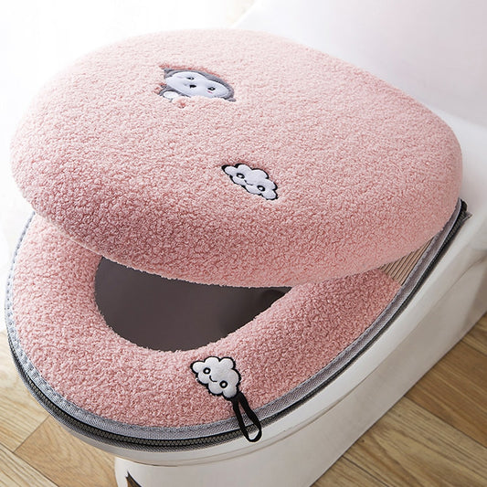 Toilet Seat Mat Set Bathroom Universal  2pcs/set Cushion+lid Cover Warm Soft Washable Closestool Seat Case Winter Pad Bidet Mats