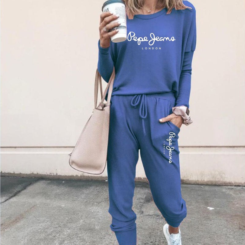 High Quality Women&#39;s Tracksuit Casual Daily Sports Home Wear Woman Shrink Sleeves Sweatshirt +Sweatpants Two-piece Suit(7colors)