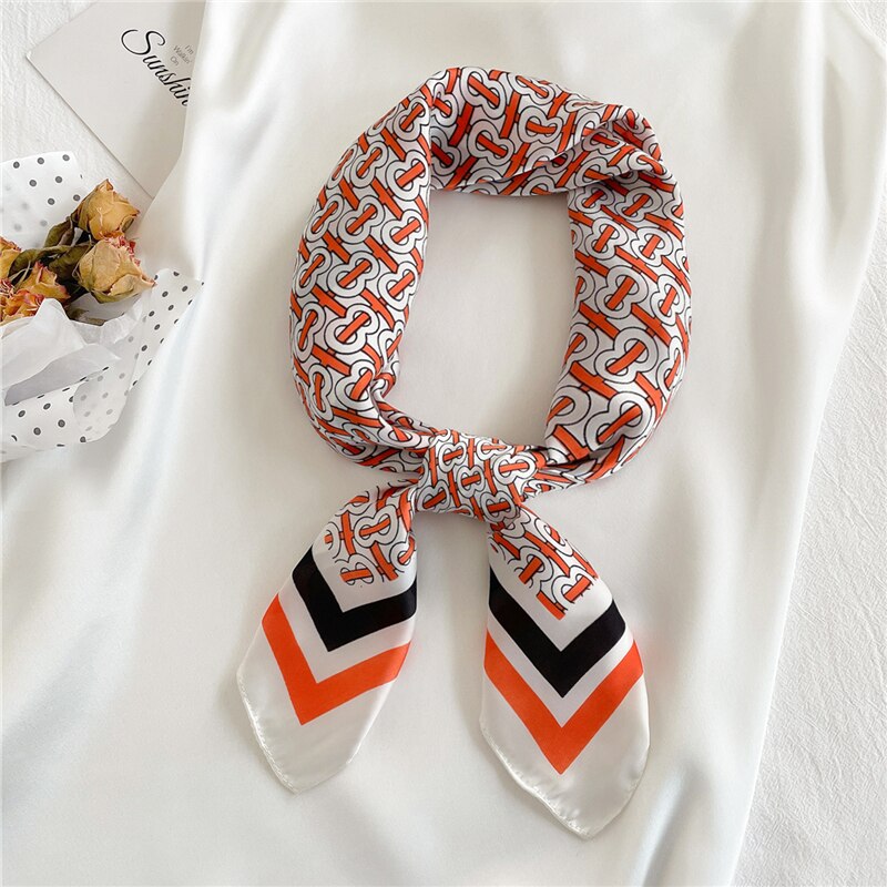 Design Silk Feeling Square Scarf Women Luxury 70cm Shawl Wraps Female Hair Hand  Wrist Foulard Headkerchief Hijab Bandana New