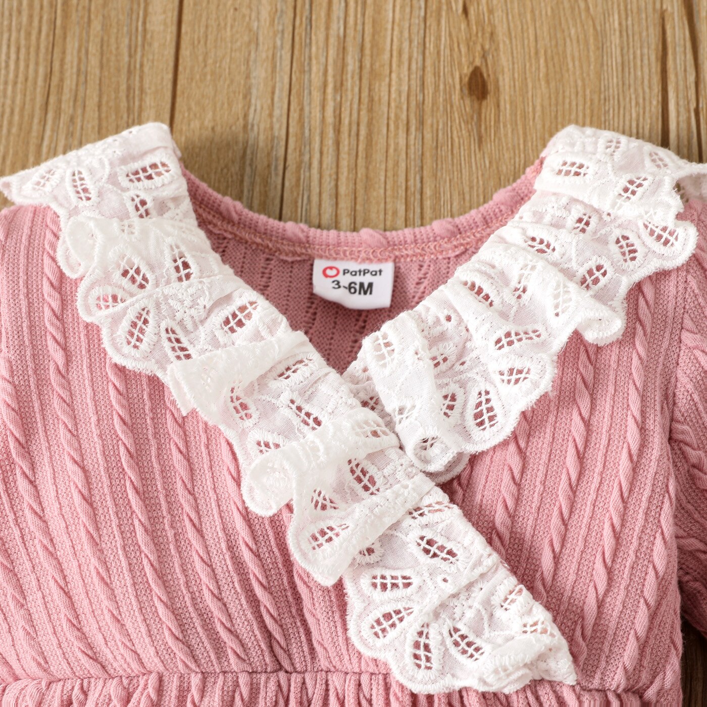 PatPat 2pcs Baby Girl Ruffle Trim Surplice Neck Textured Long-sleeve Jumpsuit with Headband Set