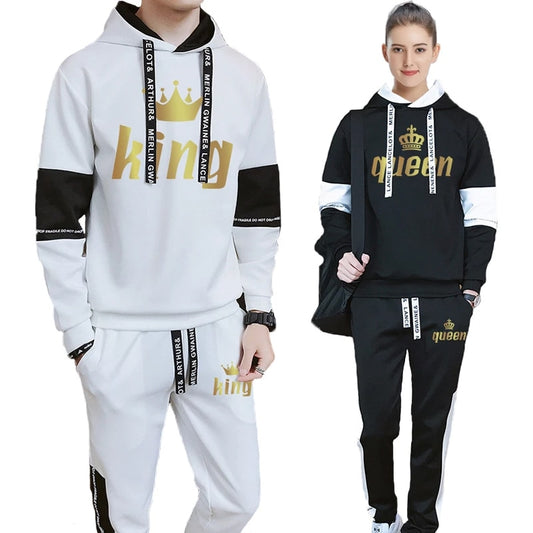 2022 New Couple Tracksuit Hooded Sweatshirts +Jogging Sweapants 2PCS Suits Spring Fall Classic Men Women Daily Casual Sports Kit