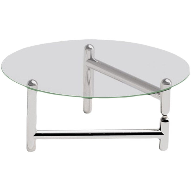 Nordic Transparent Coffee Table Living Room Luxury Glass Coffee Table Round Stainless Steel Luxury Muebles Minimalist Furniture