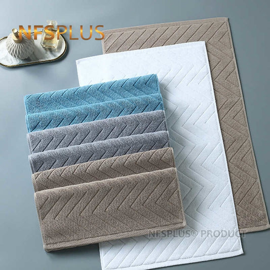 Thick Cotton Bathroom Doormat Entrance Door Mats 45x75CM Absorbent Feet Clean Terry Towel Rug 380G Heavy Anti-Slip Floor Carpet