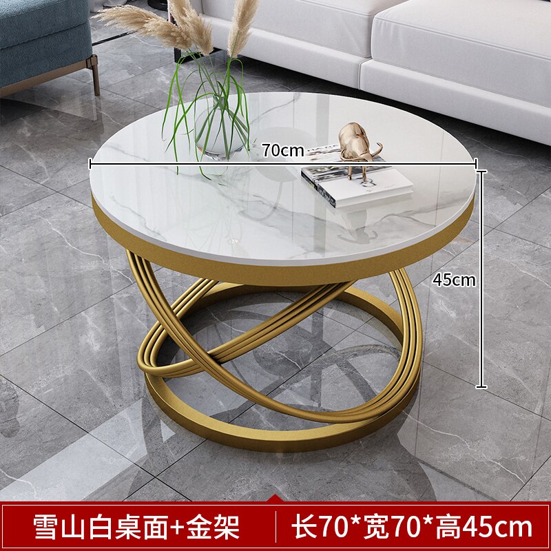 Round Organizer Coffee Table Marble Top Nordic Fashionable Work Gold Coffee Table Tea Game Design Muebles De La Sala Furniture