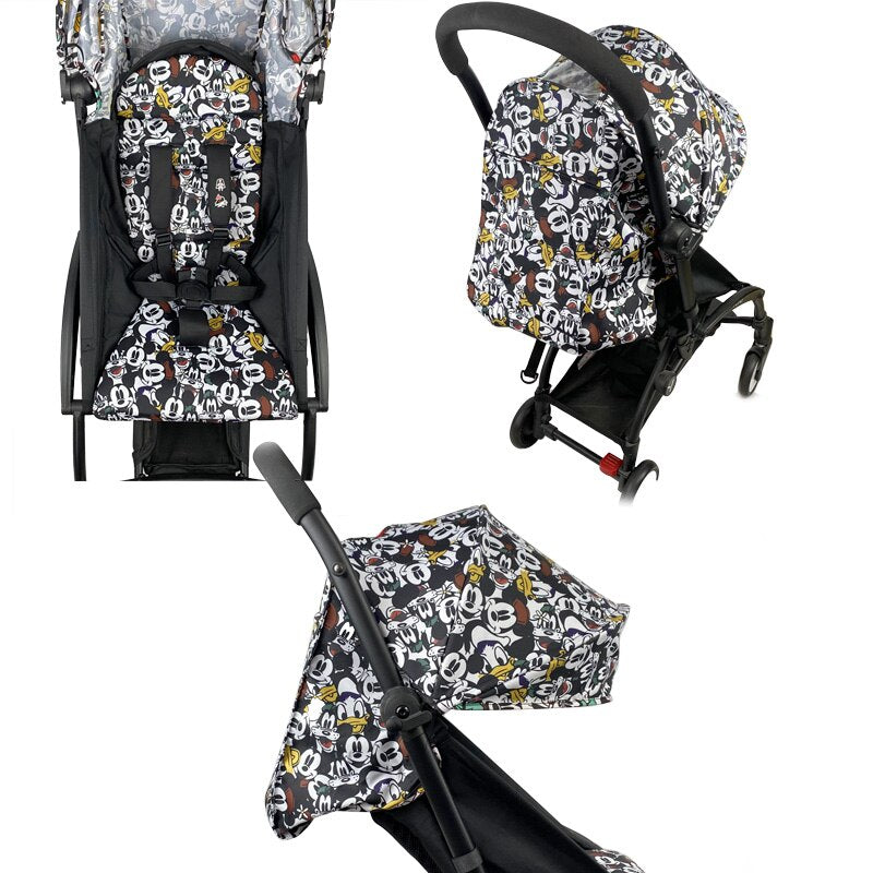 Stroller Hood &amp; Mattress For Babyzen YOYO2 Oxford Cloth Back Zipper Pocket Yoyo Stroller Accessories 175 Degree Hood Cushion